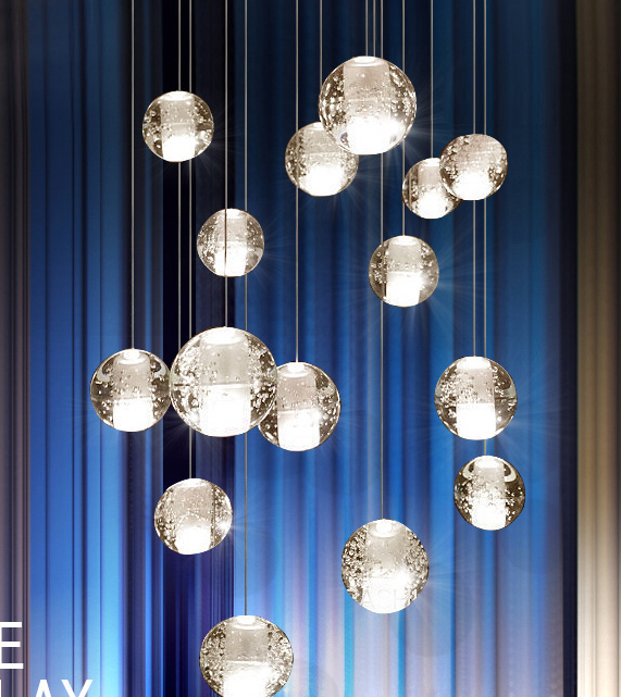 北欧餐厅吧台小吊灯现代简约床头复式楼梯多头轻奢水晶玻璃球吊灯