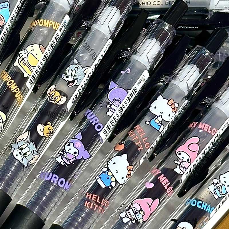 新款日本ZEBRA斑马三丽鸥限定凯蒂猫丑鱼美乐蒂库洛米JJ15限量版迪士尼蜡笔小新稀有公主史迪奇中性笔0.5黑色