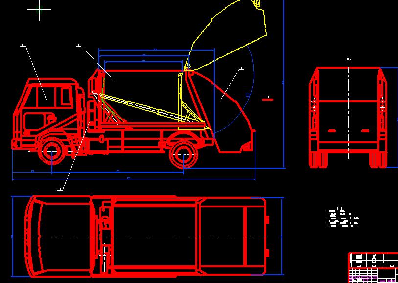 垃圾车车厢和排出机构液压系统设计2D图机械CAD素材