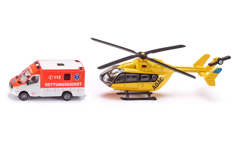 1/87 德國仕高 1850 救援服務 套裝 合金 救護車 直升機 模型