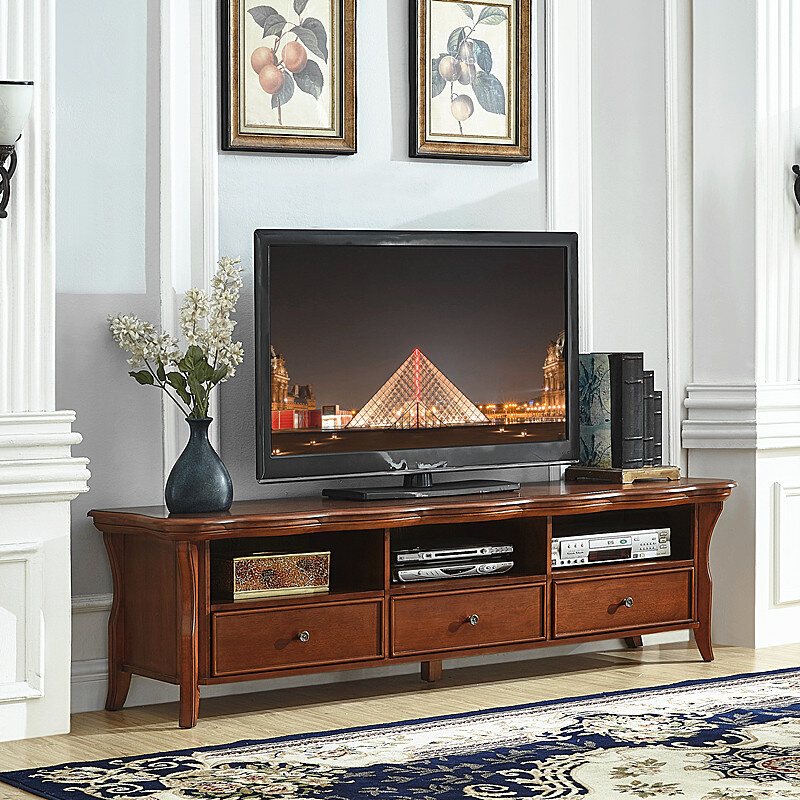 美式实木电视柜茶几组合现代简约小户型储物轻奢地柜客厅电视机柜