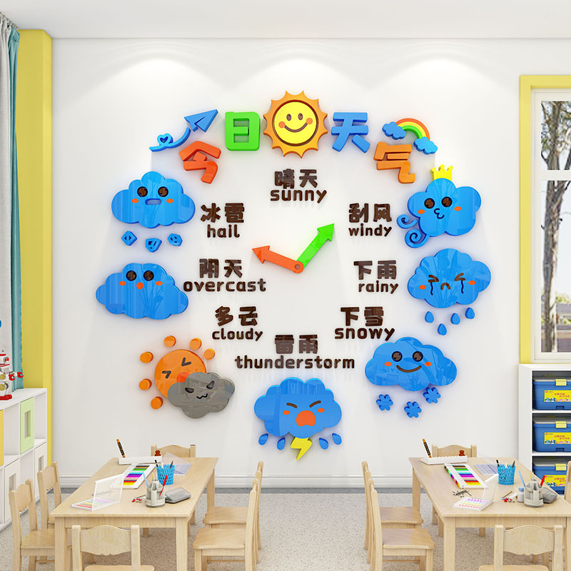 幼儿园环创主题墙饰教室走廊布置装饰文化天气预报卡通主题成品墙