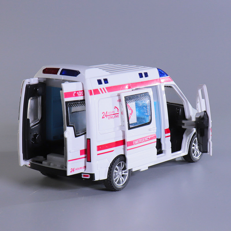儿童救护车玩具仿真开门120汽车模型男孩宝宝惯性耐摔声光模型