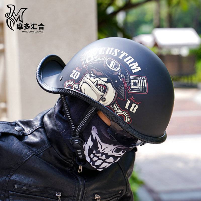 电动摩托车复古盔男女半盔机车夏季瓢盔个性四季通用安全盔