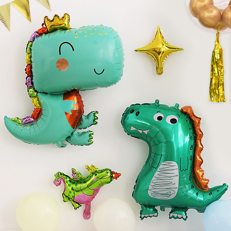 儿童一周岁恐龙主题生日铝膜气球派对场景背景墙布置装饰品霸王龙