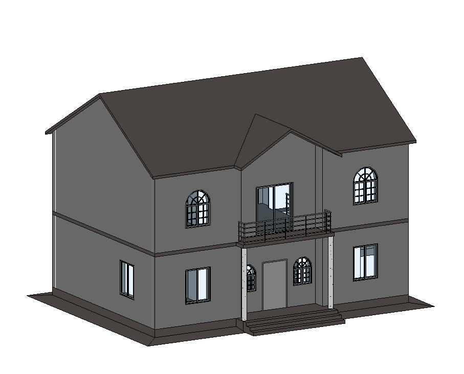 1+X初级BIM考试2021年第四4期真题试题含参考模型别墅二三层房子