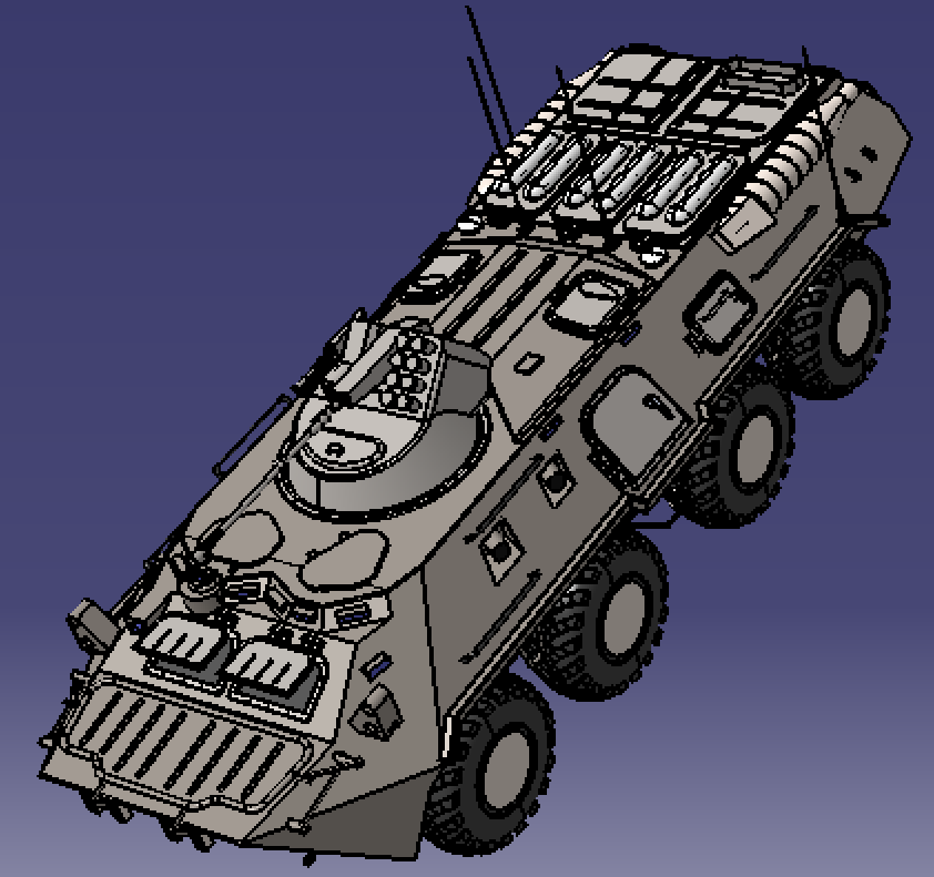 装甲运兵车八轮子军车3D三维几何数模型外观造型卡车越野车运输车