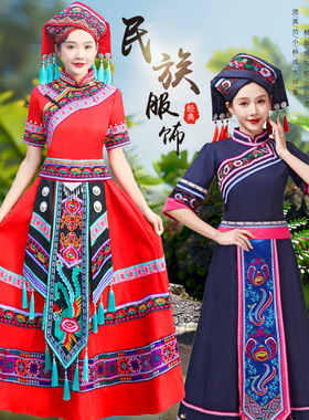 新款广西三月三壮族服装成人女少数民族舞蹈演出服壮族传统服饰女