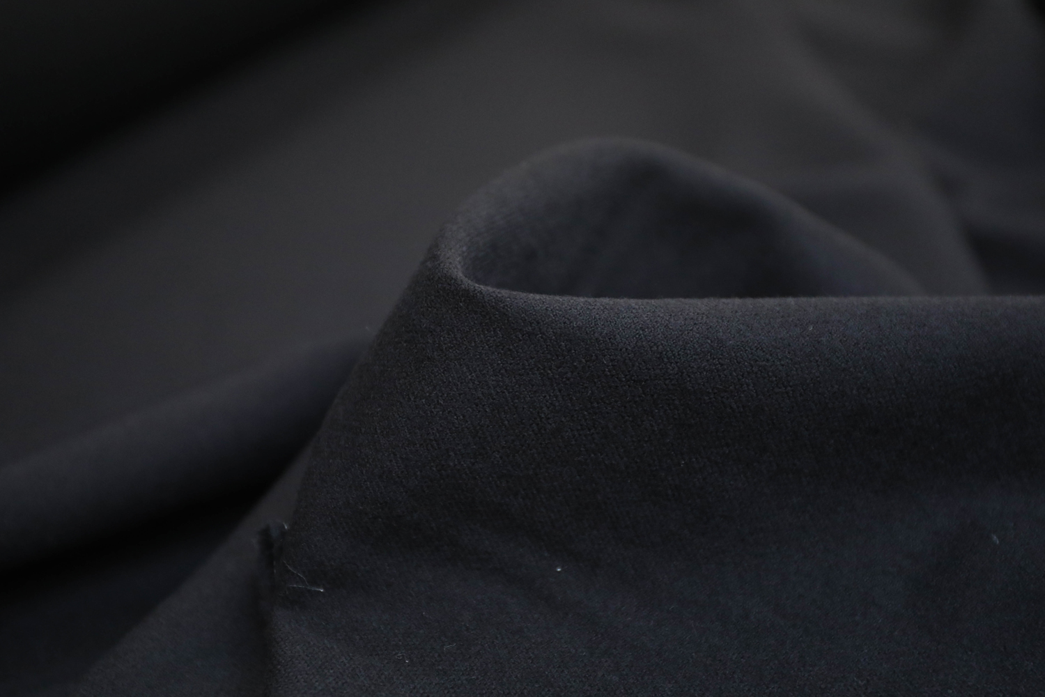 意大利进口薄款温润黑色细腻法兰绒精纺纯羊毛面料设计师西装布料