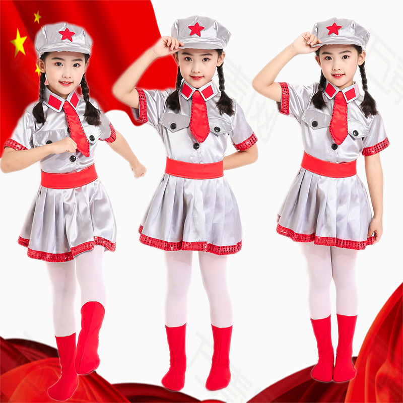 六一儿童歌唱祖国小八路红星闪闪的红星舞蹈大合唱演出服表演服装