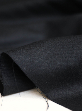 意大利进口薄款黑藏青高支斜纹法兰绒精纺纯羊毛设计师西装布料