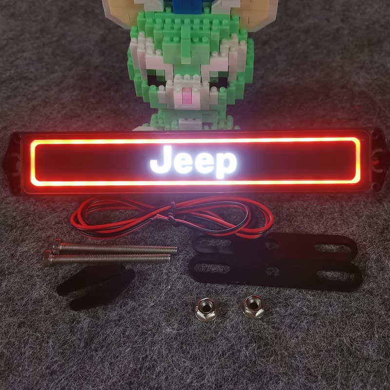 吉普JEEP汽车中网发光车标灯 LED中网灯改装前栅栏装饰带车标志灯