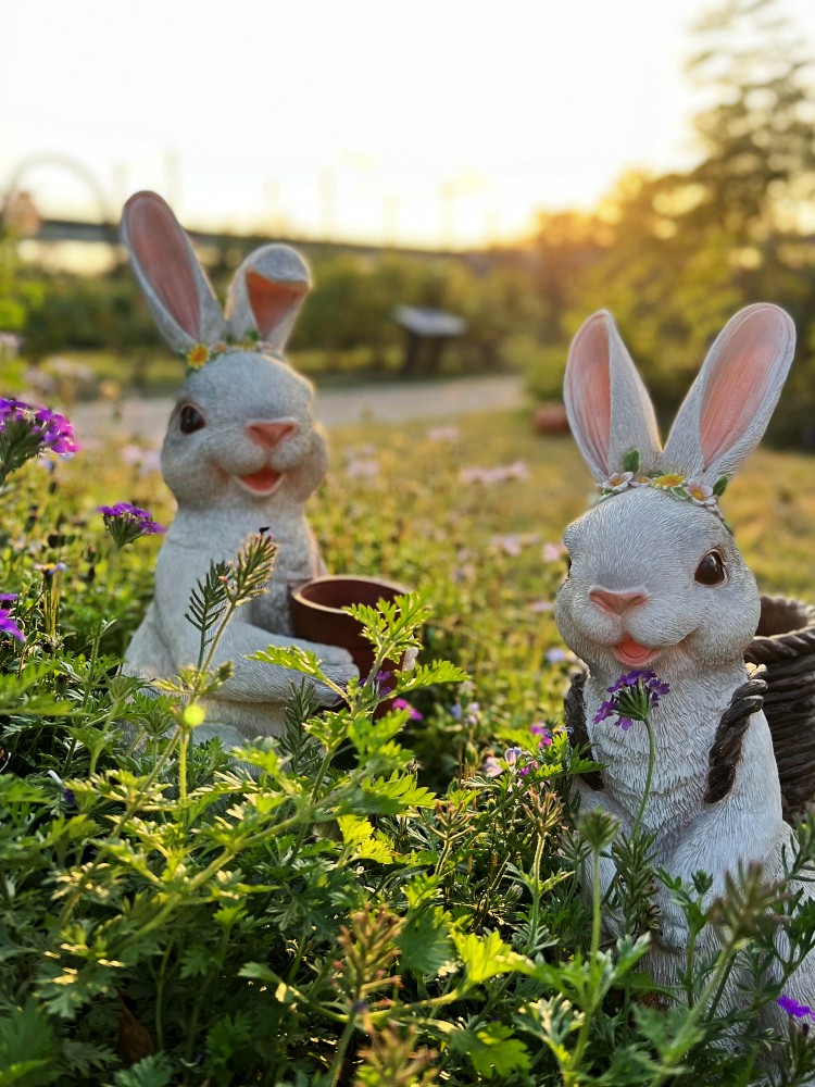 花园庭院创意树脂户外卡通雕塑多肉装饰花盆园林园艺兔子摆件落地