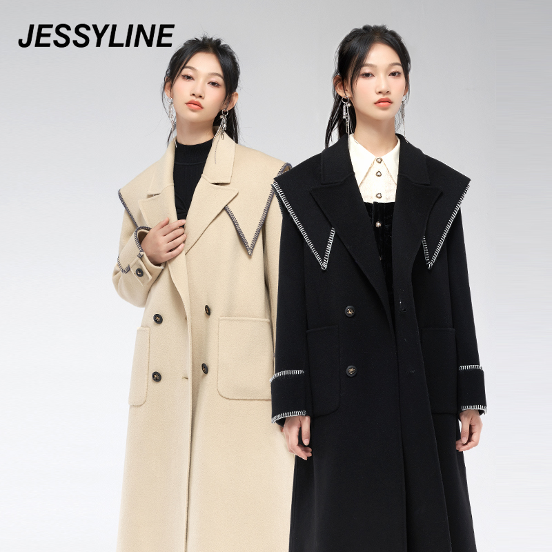 2折特卖款 杰茜莱时尚中长款双面纯羊毛呢子大衣女外套 jessyline