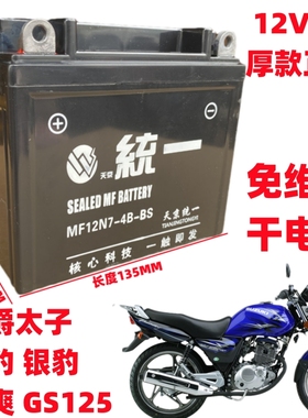 铃木锐爽EN125/150男士摩托车天京统一免维护蓄电池12V7A干电瓶