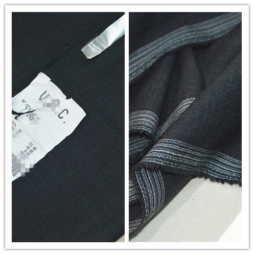 碳黑色意大利产vbc纯羊毛四季款抗皱精纺面料设计师西装西裤布料