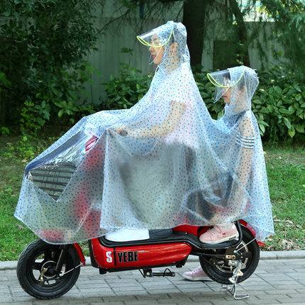 双人电动车踏板摩托车电瓶车自行车骑行亲母子加大加厚遮雨披雨衣