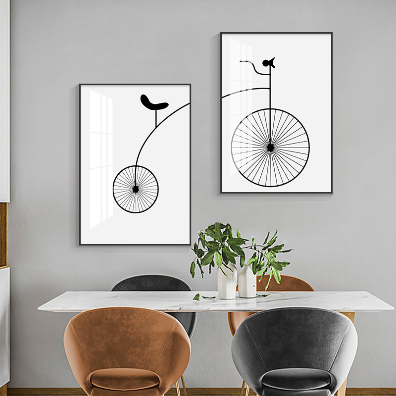 北欧餐厅装饰画现代简约客厅墙面挂画创意单车饭厅餐桌墙画壁画