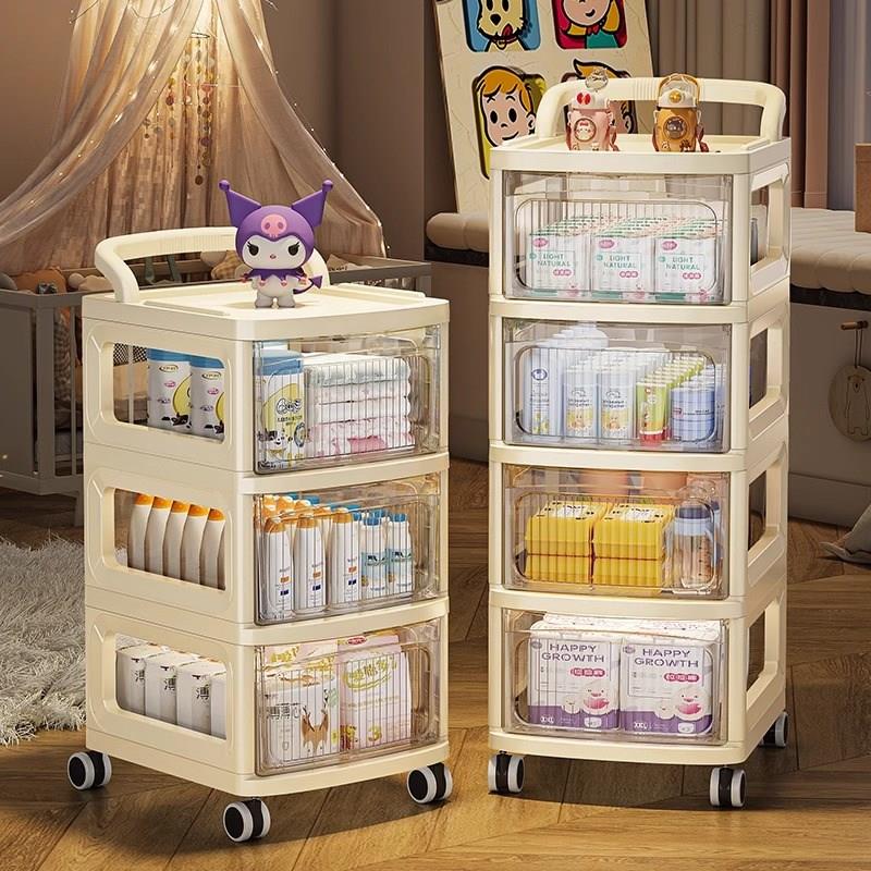 日本小推车置物架零食落地多功能客厅收纳柜婴儿卧室收纳储物架子