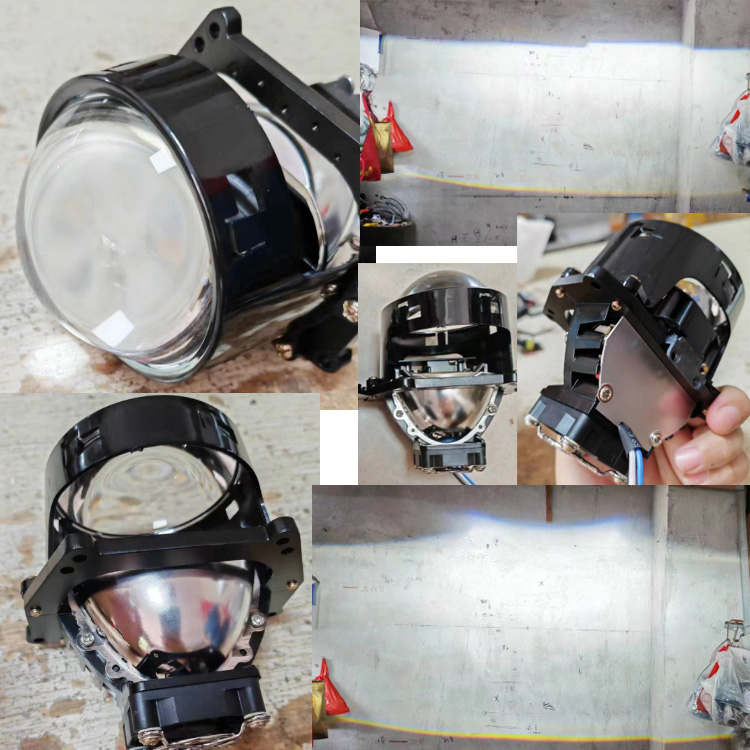 高清LED双光透镜12vLED大灯改装摩托车远近光通用3寸不用接线组