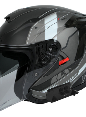 3C认证摩托车头盔半盔男带蓝牙耳机内置灰四季大码双镜片四分之三