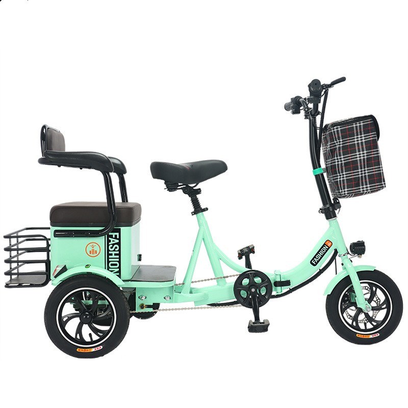 折叠电动三轮车老年人代步车x单人家用小型迷你休闲人力脚踏代步