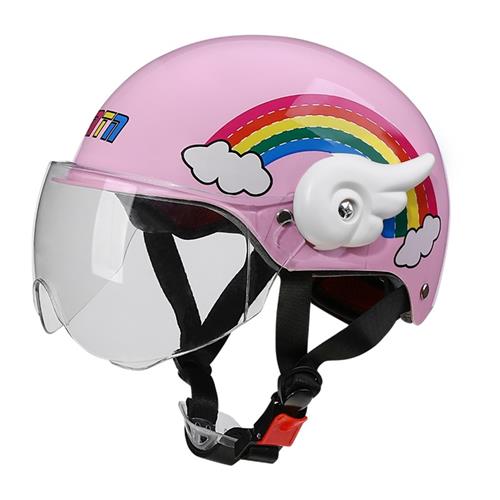 3C认证儿童头盔摩托半盔男电动车彩虹可爱小童 2-8岁女孩子安全帽