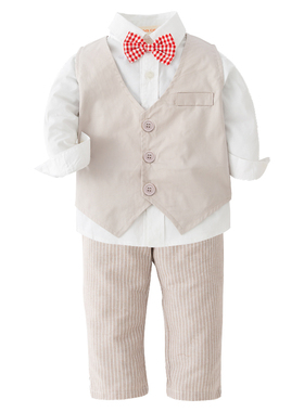 儿童绅士套装 春秋款男童绅士小礼服小西服4件套 宝宝长袖小西装