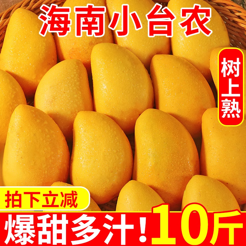 海南小台农芒果10斤新鲜小台芒当季特产水果现摘芒果大果整箱包邮