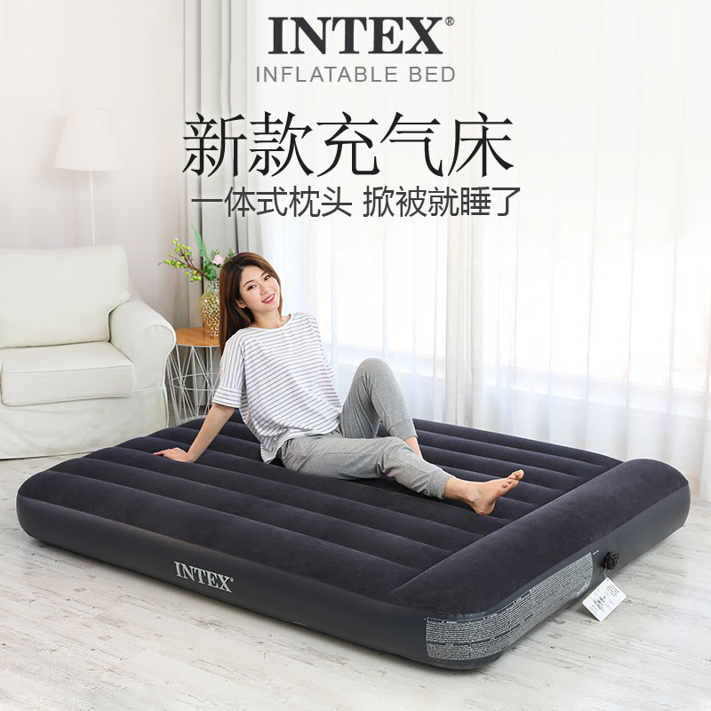 INTEX折叠充气床双人户外露营床垫加大气垫床加厚家用单人吹气床