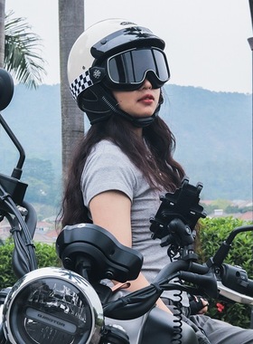 BOLLFO复古机车摩托车头盔男女日式哈雷盔半盔夏季四电动车瓢盔
