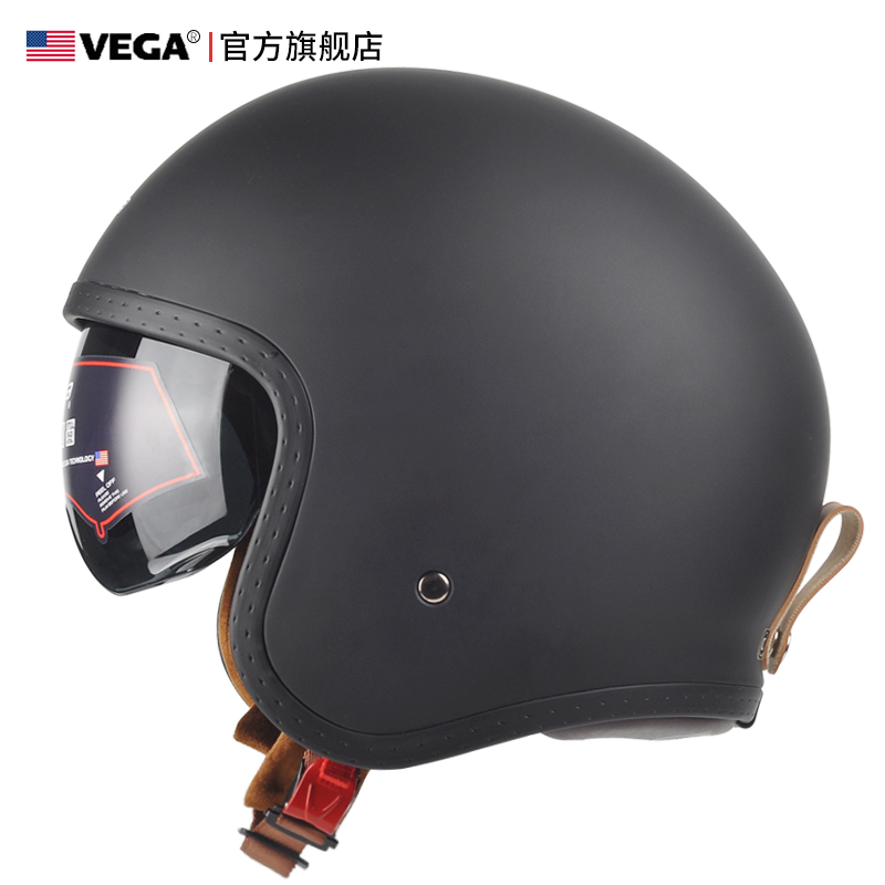 新美国VEGA复古哈摩托车头盔大兵机车雷男女士个性半覆式3C冬季半