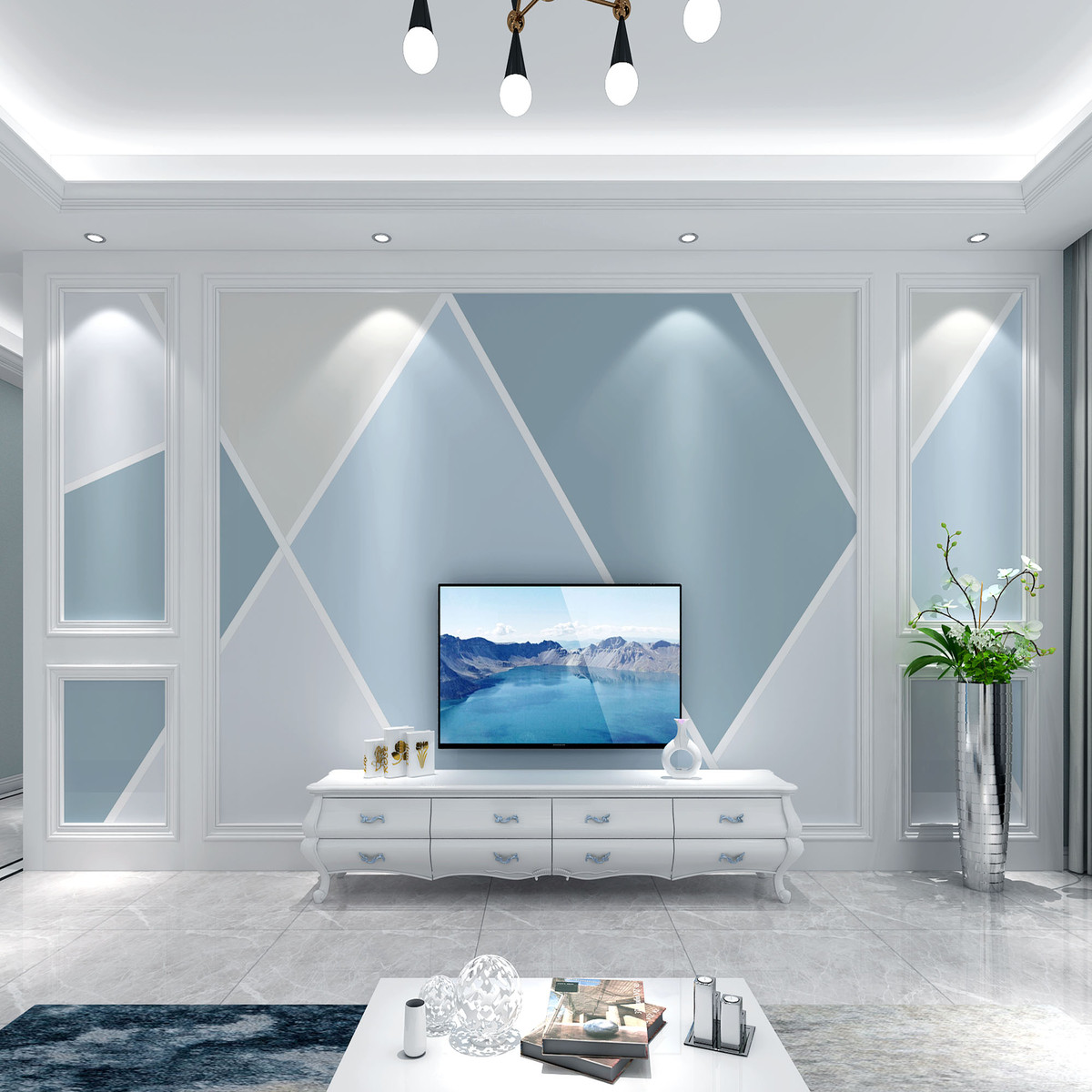 北欧电视背景墙壁纸现代简约几何图形无缝墙布客厅沙发卧室3D壁画