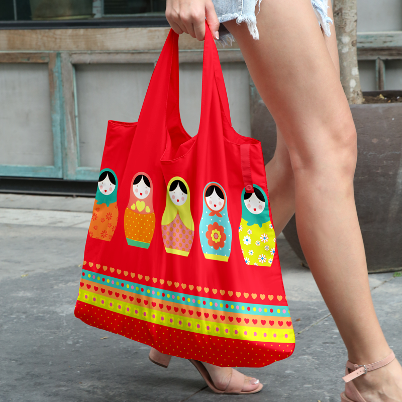 俄罗斯套娃经典时尚折叠购物袋买菜包手提袋单肩包环保袋来图定制
