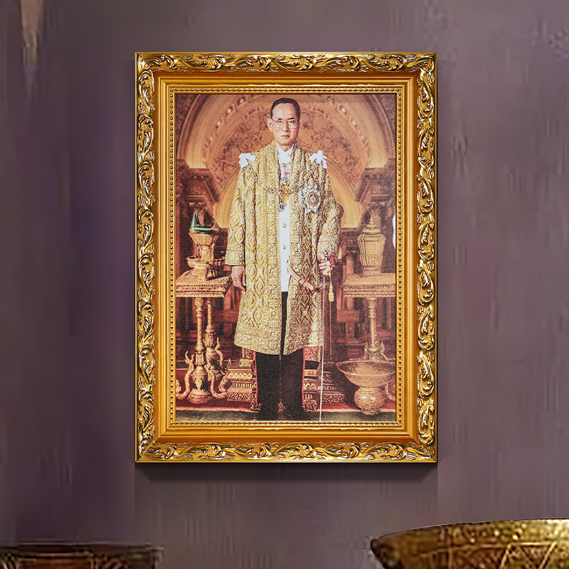 泰国国王装饰画有框办公室普密蓬画像墙画挂画70周年壁饰挂件