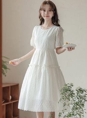 法式温柔风白色连衣裙女夏2024新款漂亮气质长裙仙女超仙裙子显瘦