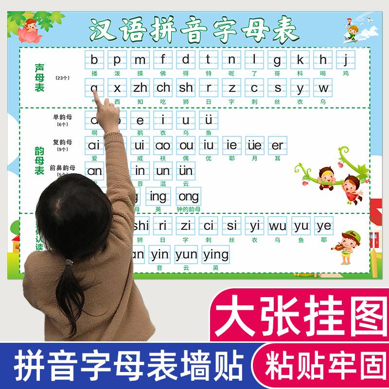 26个汉语拼音字母表声母韵母整体认读音节幼小衔接墙贴挂图一年级