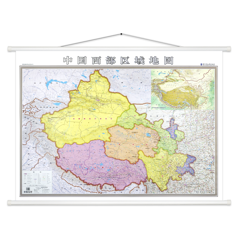【极速发货】 中国西部区域地图 西藏青海四川重庆 西南西部区域地图 高清覆膜 加厚清晰 约1.4*1米 家用办公客厅地图挂图