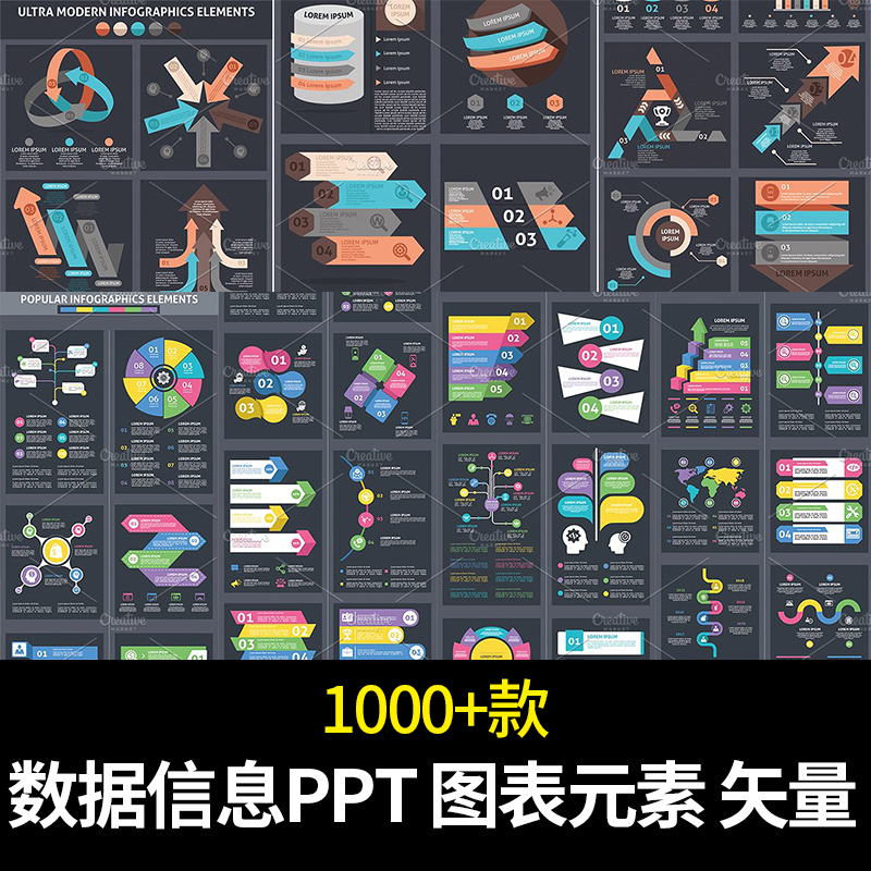 数据图表 信息图形 矢量图 PPT 元素 创意 素材 平面设计源文件