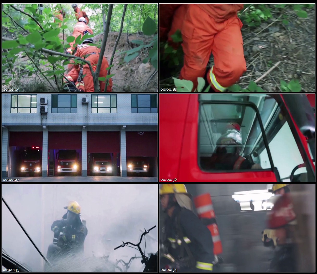 消防官兵出警野外山区营救急救出警灭火消防车队高清实拍视频素材