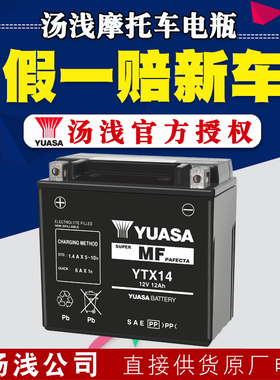 YUASA汤浅摩托车电瓶YTX14-BS宝马1200GS F700/800GS F650拿铁12V