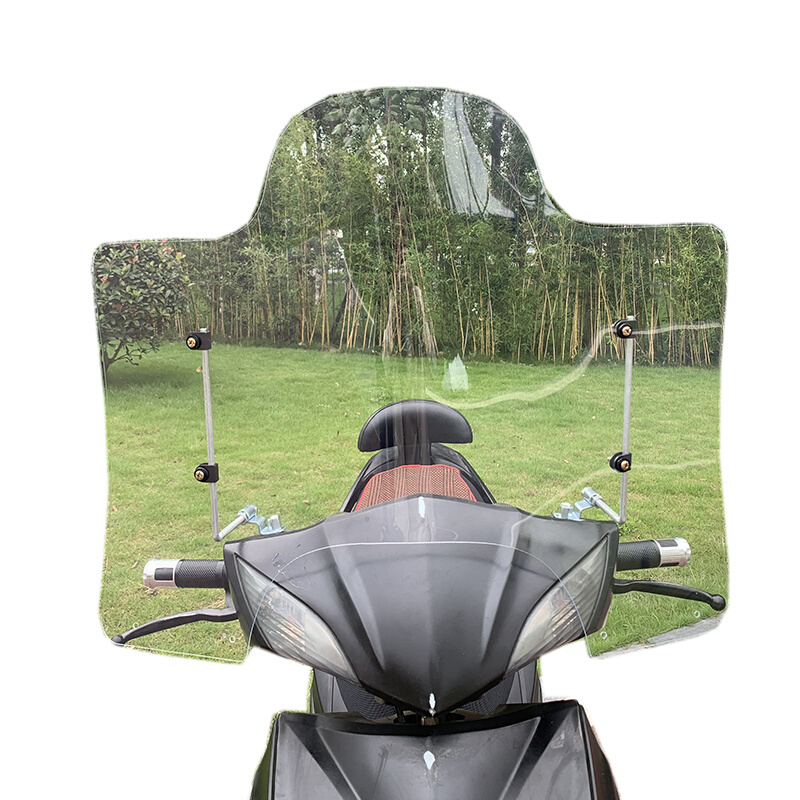 摩托车前挡风挡雨板透明挡风罩通用三轮车电动电瓶车PC上挡风玻璃