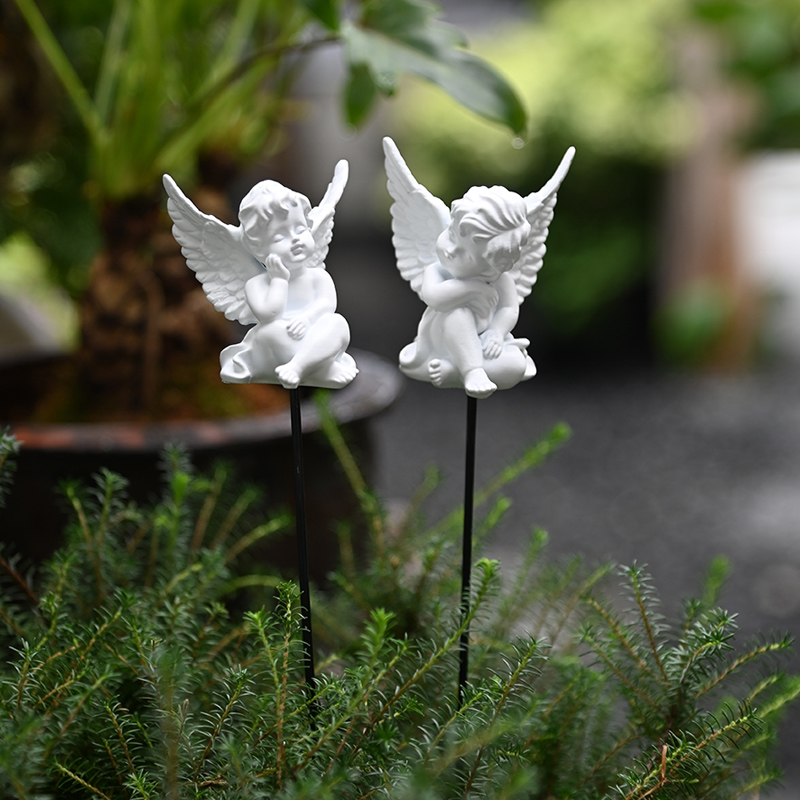现货欧式花园创意多肉植物阳台花盆装饰树脂天使S插件摆件园艺微