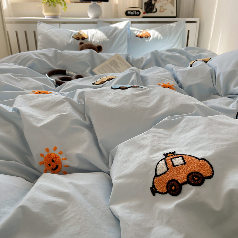 卡通100纯棉四件套男孩子玩具小汽车全棉被套床单床上用品三件套