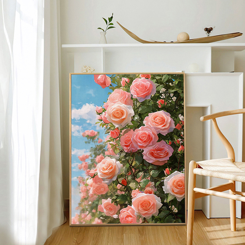 数字油画diy填色花卉玫瑰向日葵郁金香画画手工丙烯填充油彩手绘