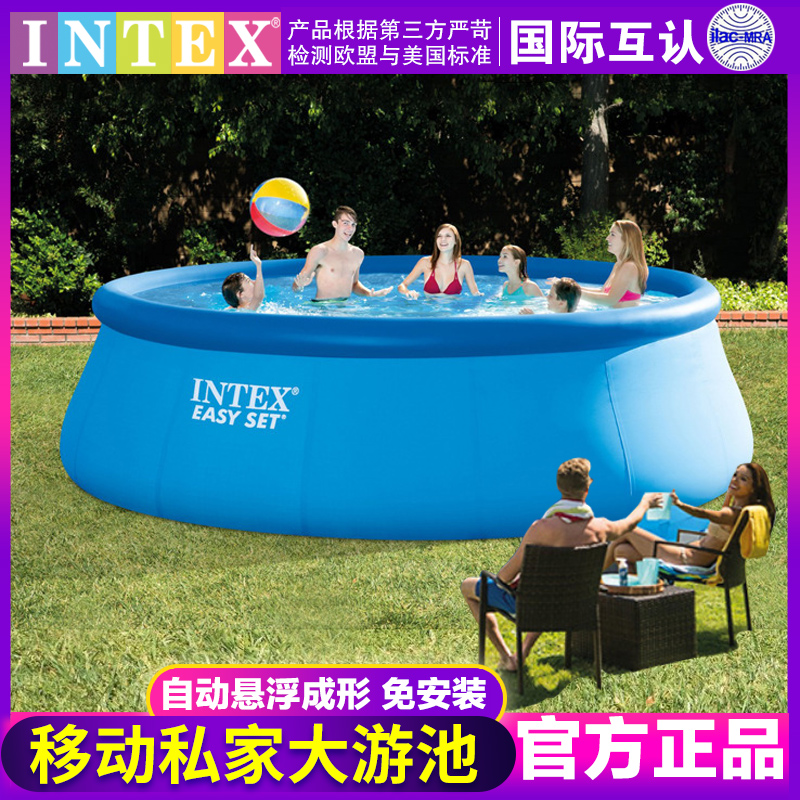 正品INTEX儿童游泳池成人家庭充气戏水池加厚加高别墅超大型泳池