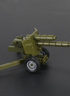 二战军事乐高三轮摩托车积木玩具重型加农炮重机枪小人仔武器配件