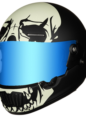 新DOT摩托车全盔男个性酷机车女国潮赛巡航3C认证复古头盔四季通