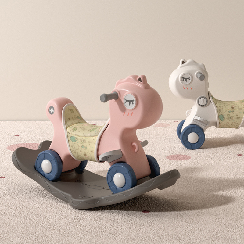 英禾儿童雅典娜摇摇马宝宝木马婴幼儿两用玩具闪光轮滑行摇椅车