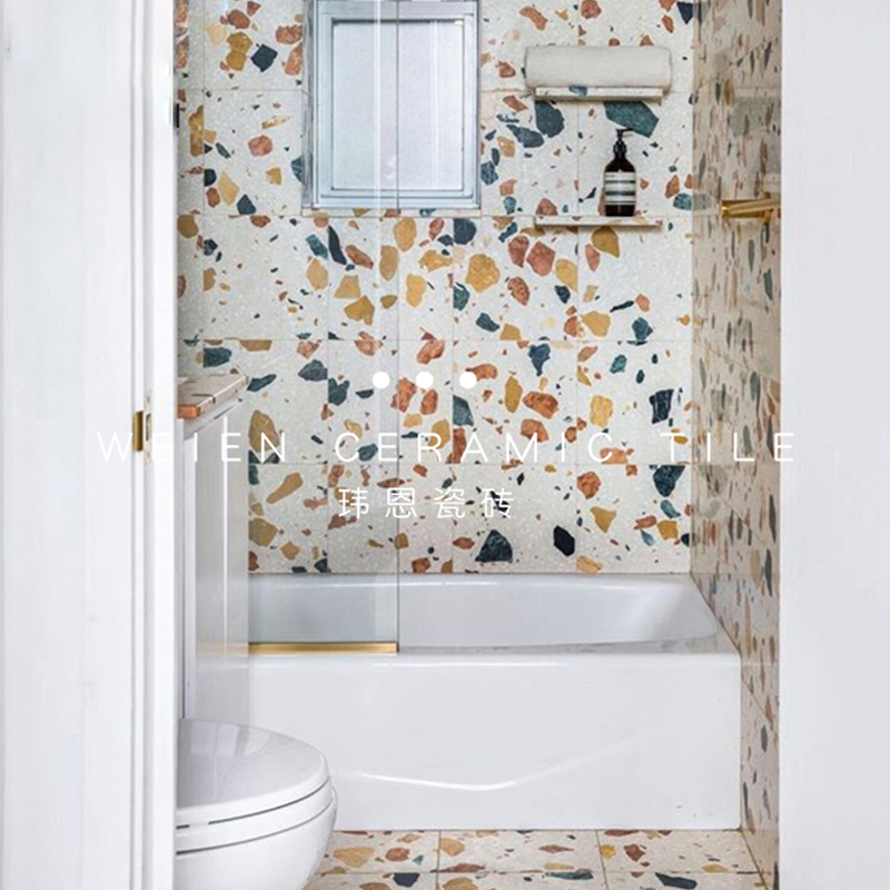 北欧瓷砖简约彩色水磨石600X600墙砖卫生间客厅哑光仿古地面瓷砖